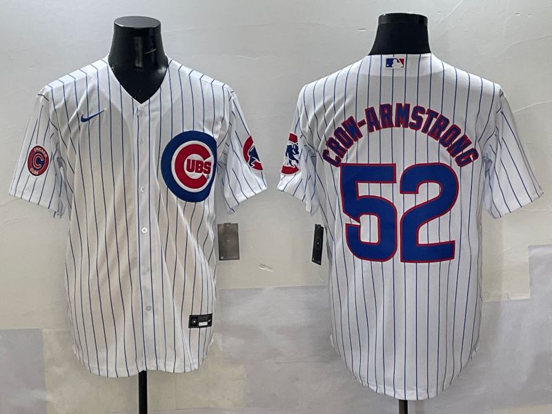 Men Chicago Cubs #52 Crow-Armstrong White Stripe Game 2025 Nike MLB Jersey style 4->chicago cubs->MLB Jersey